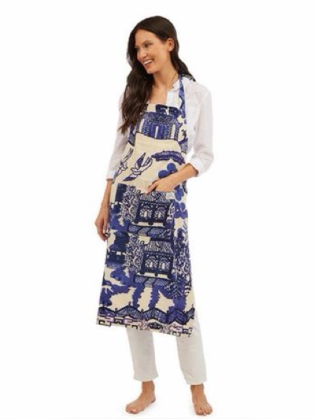 NWT One Hundred Stars Giant Willow Blue Cotton Apron British Designer - Picture 2 of 7